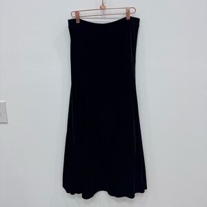 Coldwater Creek velvet skirt elastic waist black midi maxi Sz Small